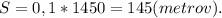 S=0,1*1450=145(metrov).