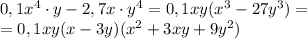 0,1x^4\cdot y -2,7x\cdot y^4=0,1xy(x^3-27y^3)=\\=0,1xy(x-3y)(x^2+3xy+9y^2)