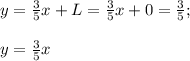 y=\frac{3}{5}x+L=\frac{3}{5}x+0=\frac{3}{5};\\\\y=\frac{3}{5}x