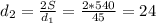 d_2=\frac{2S}{d_1}=\frac{2*540}{45}=24