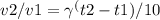 v2/v1=\gamma^(t2-t1)/10