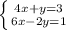 \left \{ {{4x+y=3} \atop {6x-2y=1}} \right.