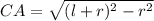 CA=\sqrt{(l+r)^{2} -r^{2}}