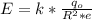 E=k*\frac{q_o}{R^2*e}