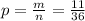 p=\frac{m}{n}=\frac{11}{36}