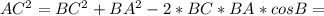 AC^2=BC^2+BA^2-2*BC*BA*cosB=