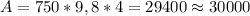 A=750*9,8*4=29400\approx30000