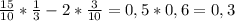 \frac{15}{10}*\frac{1}{3}-2*\frac{3}{10}=0,5*0,6=0,3