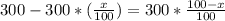 300-300*(\frac{x}{100})=300*\frac{100-x}{100}