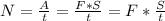 N=\frac{A}{t}=\frac{F*S}{t}=F*\frac{S}{t}