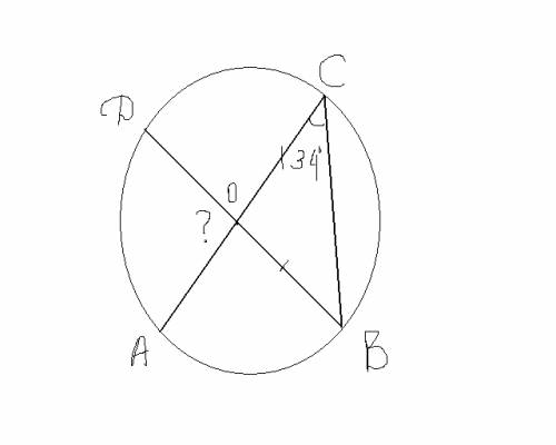 Ав и сd диаметры окружности с центром о. угол acb равен 34 градуса.найдите угол aod