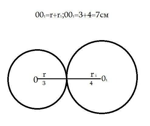 Кола зовнішнім чином.укажіть відстань між центрами кіл,якщо їхні радіуси дорівнюють 3см. і пліс до 2