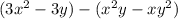 (3x^2-3y)-(x^2y -xy^2)