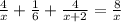 \frac{4}{x}+\frac{1}{6}+\frac{4}{x+2}=\frac{8}{x}