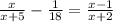 \frac{x}{x+5}-\frac{1}{18}=\frac{x-1}{x+2}