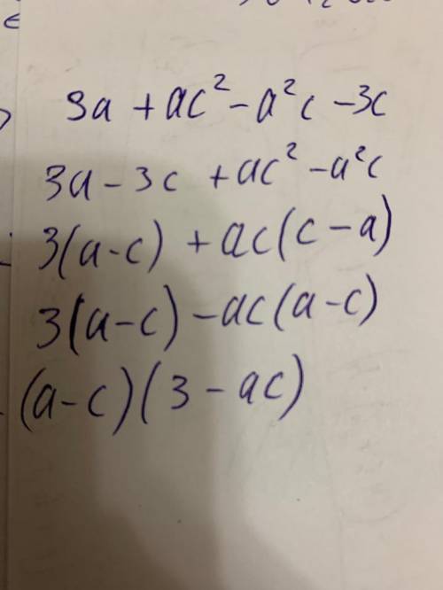 Разложите на множители выражения 1) c^2-kc+ak-ac 2) 3a+ас^2-а^2с-3с