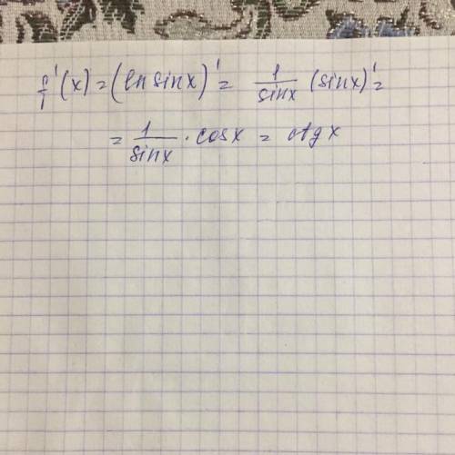 Найдите производную функции f(x)=ln×sinx​