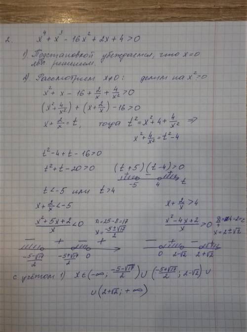 1) решите уравнение: ctg2x*sin4x + cosx = cos4x – 3 sinx 2)решите неравенство: x^4 + x^3 - 16x^2 + 2
