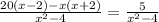 \frac{20(x-2)-x(x+2)}{x^2-4}=\frac{5}{x^2-4}