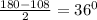 \frac{180-108}{2}=36^0