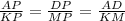 \frac{AP}{KP}=\frac{DP}{MP}=\frac{AD}{KM}