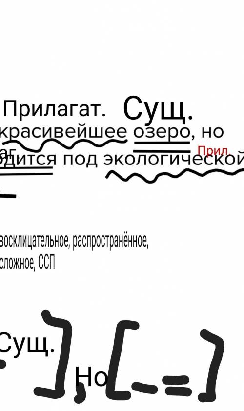 Красивейшее озеро, но оно находится под экологической угрозой.синтаксический разбор ​