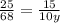 \frac{25}{68}=\frac{15}{10y}