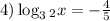 4)\log_3_2x=-\frac{4}{5}