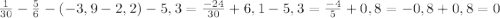 \frac{1}{30}-\frac{5}{6}-(-3,9-2,2)-5,3=\frac{-24}{30}+6,1-5,3=\frac{-4}{5}+0,8=-0,8+0,8=0