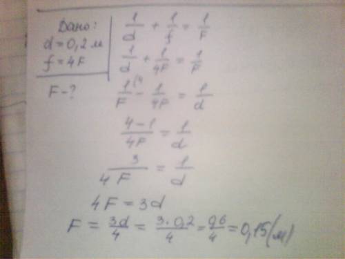 Предмет расположен на главной оптической оси собирающей линзы на расстоянии d=20 см от неё. елси дей