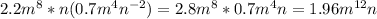 2.2m^8 * n(0.7m^4n^{-2})=2.8m^8*0.7m^4n=1.96m^{12}n