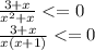 \frac{3+x}{x^2+x}<=0\\ \frac{3+x}{x(x+1)}<=0