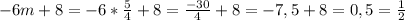 -6m+8=-6*\frac{5}{4}+8=\frac{-30}4+8=-7,5+8=0,5=\frac{1}2