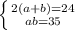 \left \{ {{2(a+b)=24} \atop {ab=35}} \right.