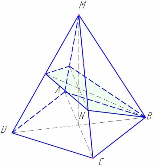 Вправильной четырехугольной пирамиде mabcd с вершиной м стороны основания равны 1, а боковые ребра р