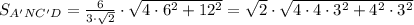 S_{A'NC'D}=\frac{6}{3\cdot\sqrt{2}}\cdot\sqrt{4\cdot 6^2+12^2}}=\sqrt{2}\cdot\sqrt{4\cdot4\cdot3^2+4^2\cdot3^2}