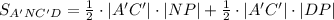 S_{A'NC'D}=\frac{1}{2}\cdot|A'C'|\cdot|NP|+\frac{1}{2}\cdot|A'C'|\cdot|DP|