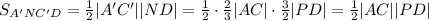 S_{A'NC'D}=\frac{1}{2}|A'C'||ND|=\frac{1}{2}\cdot\frac{2}{3}|AC|\cdot\frac{3}{2}|PD|=\frac{1}{2}|AC||PD|