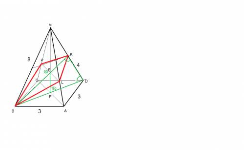 Вправильной четырехугольной пирамиде mabcd с вершиной м стороны основания равны 3,а боковые ребра ра