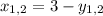 x_{1,2}=3-y_{1,2}