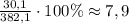 \frac{30,1}{382,1}\cdot100\%\approx7,9%