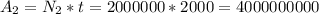 A_{2}=N_{2}*t=2000000*2000=4 000 000 000