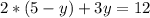 2*(5-y)+3y=12