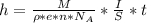 h=\frac{M}{\rho*e*n*N_{A}}*\frac{I}{S}*t