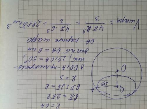 Длина окружности сечения шара плоскостью равна 6π см. радиус шара, проведенный в точку окружности эт