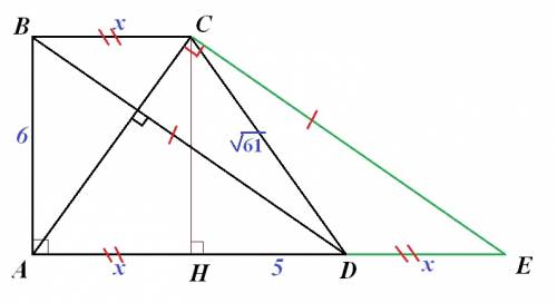 Втрапеции abcd боковая сторона ab перпендикулярна основаниям и равна 6 , а боковая сторона cd равна