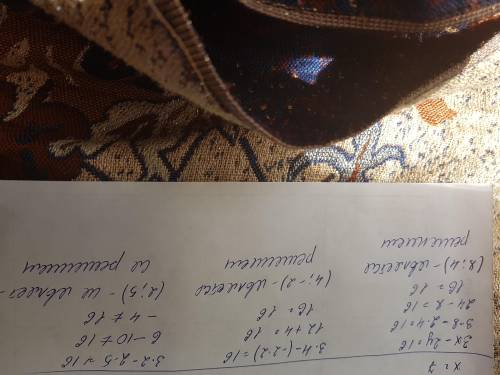 Какие из пар чмсел (8; 4) (4; -2) (2; 5) являються решения уровнения 3x-2y=16?