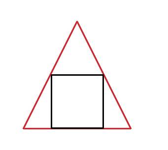 Постройте квадрат, все вершины которого лежат на сторонах данного треугольника.