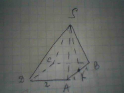 Вправильной четырехугольной пирамиде sabcd с вершиной s медиана sk боковой грани s ab равна 5. найди
