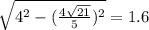 \sqrt{4^2-(\frac{4\sqrt{21}}{5})^2}=1.6